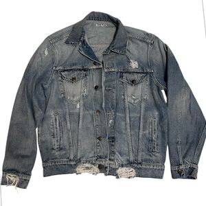 SER.O.YA Oversized Unisex Ryan distressed denim jacket. Men’s M / Women’s L